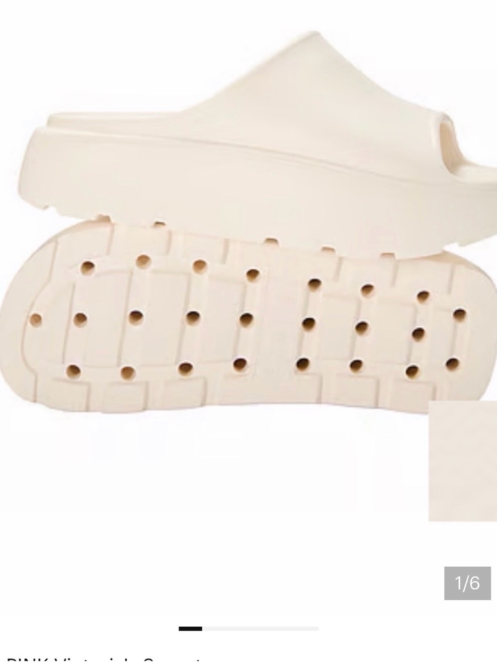 PINK Victoria's Secret Shell-White Platform Slide Sandals
